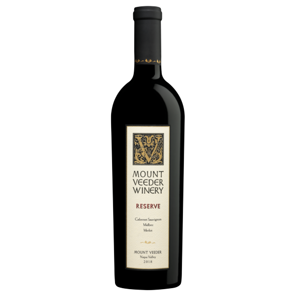 A bottle of 2018 Mount Veeder Reserve Red Blend Napa Valley- on a white background