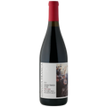 A bottle of Lingua Franca Estate Pinot Noir, featuring a white label with a textured black and purple abstract design and a red foil top, set against a plain white background.