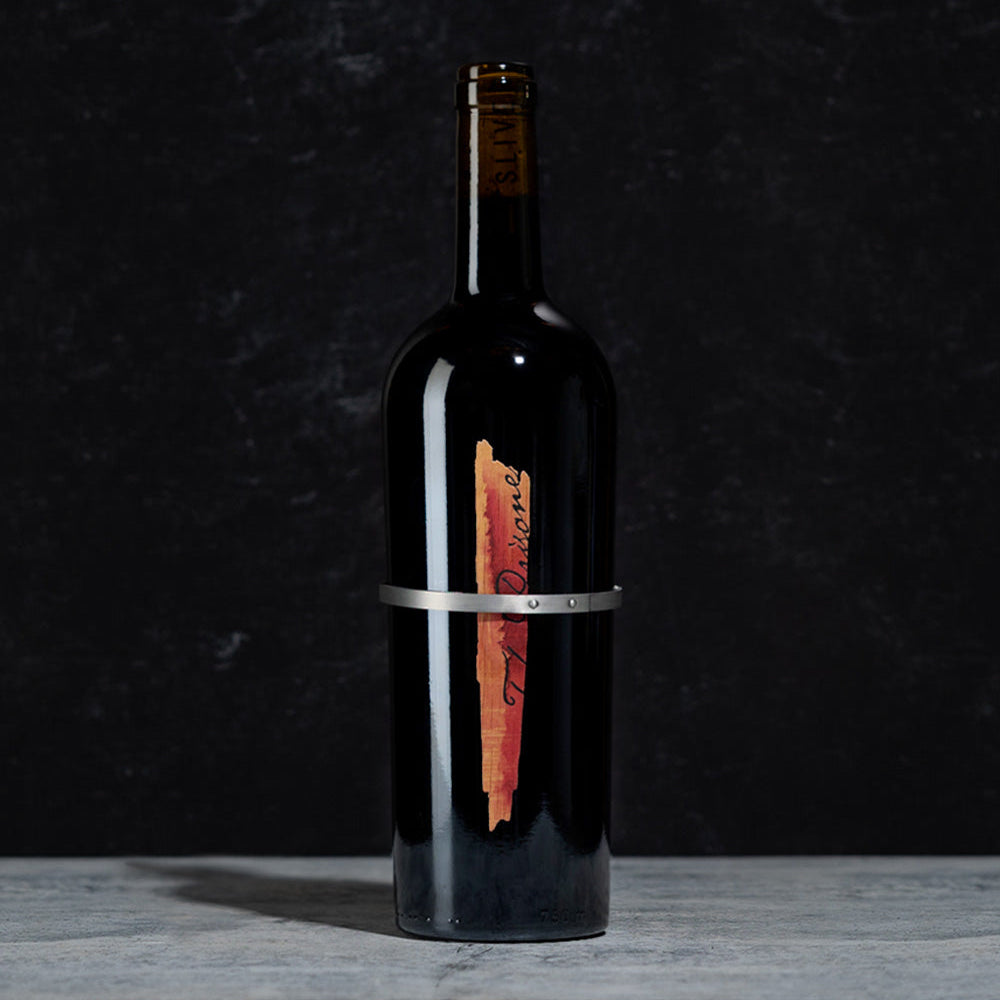 Bottle of The Prisoner Sliver Red Blend on a black background