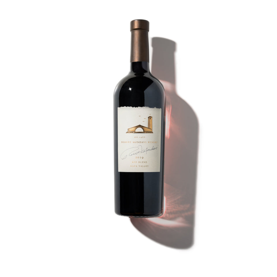 Wine bottle of 2019 Robert Mondavi Winery Red Blend Napa Valley.